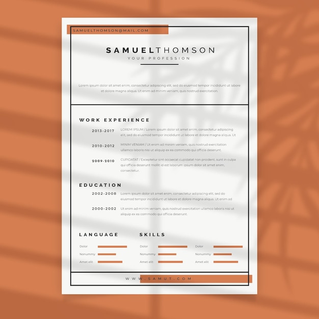 Curriculum Vitae Minimalistyczny Pastelowy Szablon