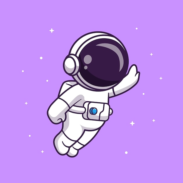 Cute Astronaut Flying Cartoon Icon Wektor Ilustracja Nauka Technologia Icon Izolowany Płaski Wektor