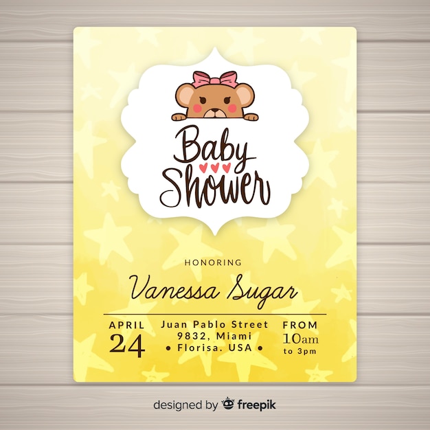 Bezpłatny wektor cute baby shower szablon