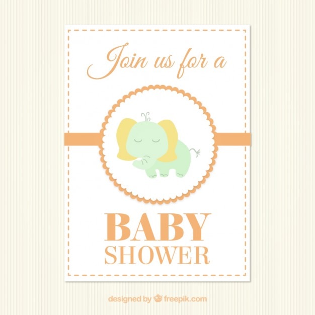 Bezpłatny wektor cute karty słoń na baby shower