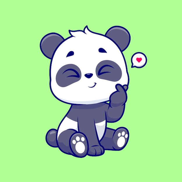 Cute Panda Z Koreańskiej Miłości Znak Ręka Wektor Ikona Ilustracja Kreskówka Ikona Miłości Zwierząt Na Białym Tle