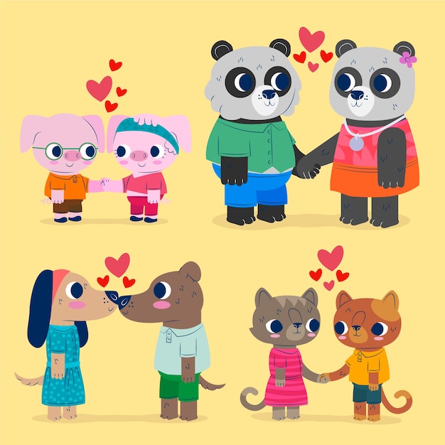 Cute Walentynki zwierząt para