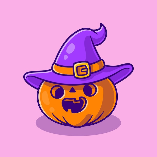 Bezpłatny wektor cute witch dynia halloween kreskówka