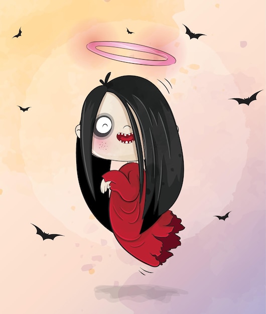 Bezpłatny wektor cute zwierząt mały duch dzieci szczęśliwa ilustracja halloween - cute zwierząt akwarela dla dzieci charakter