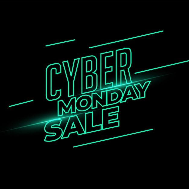 Bezpłatny wektor cyber poniedziałek sprzedaż transparent w stylu neonów