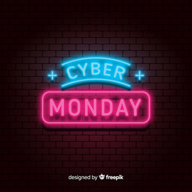 Cyber ​​Poniedziałek sprzedaży neon tło