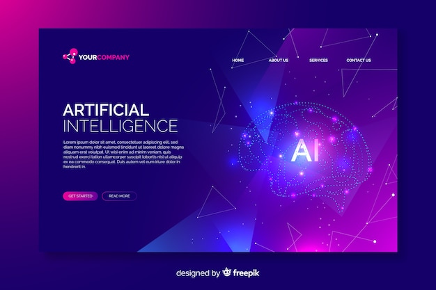 Bezpłatny wektor cyfrowa strona docelowa sztucznej inteligencji