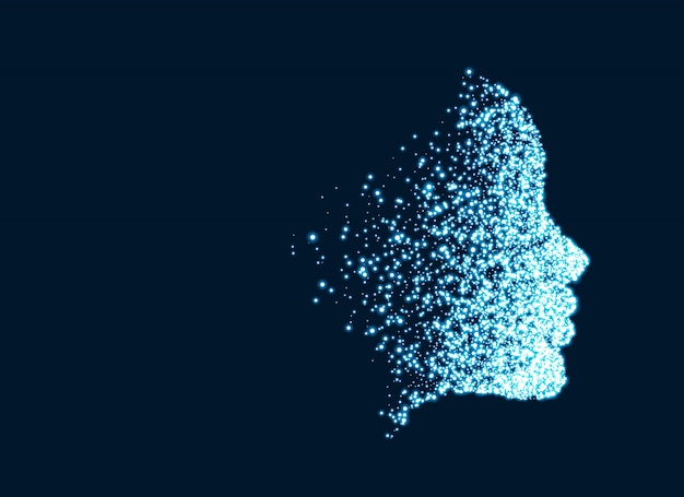 Cyfrowa technologia cząstek twarz dla sztucznej inteligencji koncepcji