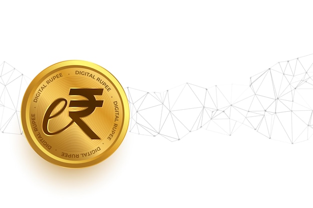 Bezpłatny wektor cyfrowa waluta indyjska erupi symbol na wzorze złotej monety