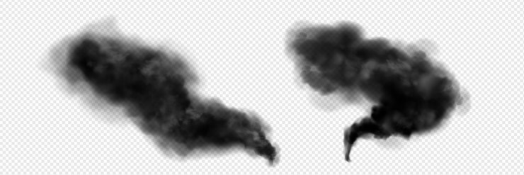 Bezpłatny plik Wektor czarna chmura dymu i popiołu wiruje przezroczysty izolowany wektor efekt wybuchu smogu tornado streszczenie realistyczny ruch ciemnoszarej mgły w atmosferze zniszczenie 3d dymu lub elementu ruchu burzy