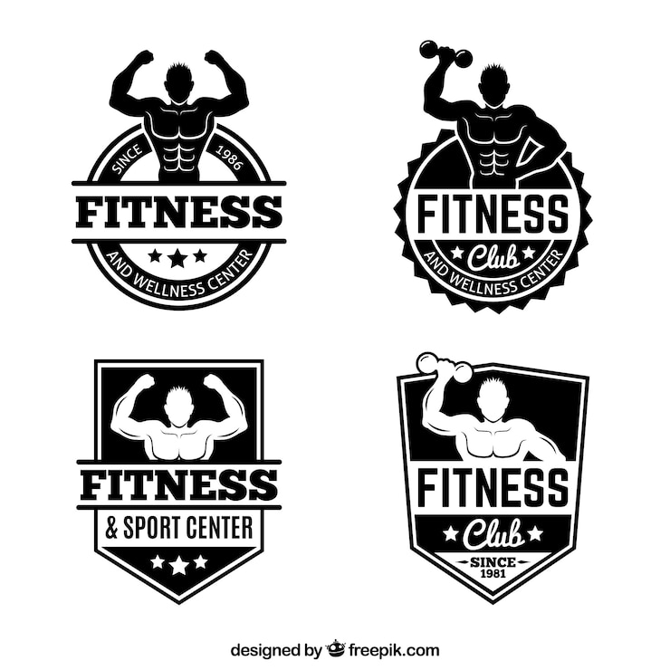 Bezpłatny plik Wektor czarna kolekcja vintage fitness etykiety