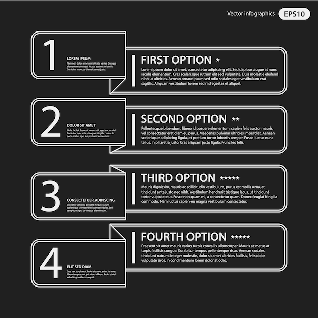 Bezpłatny wektor czarno-biały infographic z opcjami