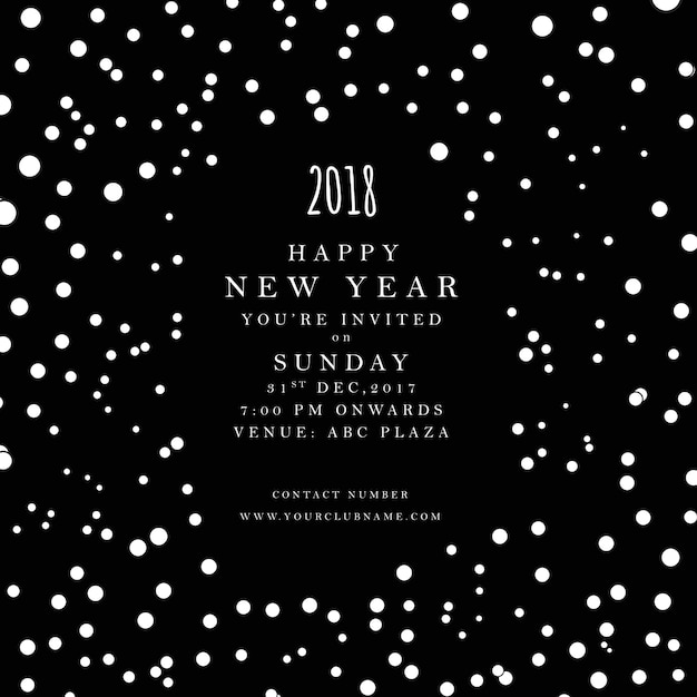 Bezpłatny wektor czarno-biały szczęśliwy nowy rok 2018 plakat tło