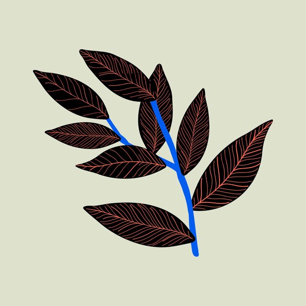 Bezpłatny wektor czarny liść tropikalny ilustracja