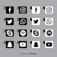 Bezpłatny wektor czarny pakiet logo mediów społecznościowych