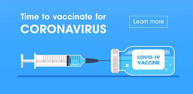 Czas zaszczepić się na koronawirusa. covid19 szczepionka. butelka i strzykawka ze szczepionką