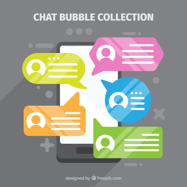 Bezpłatny wektor czat bubbles dla aplikacji messenger w stylu płaskiej