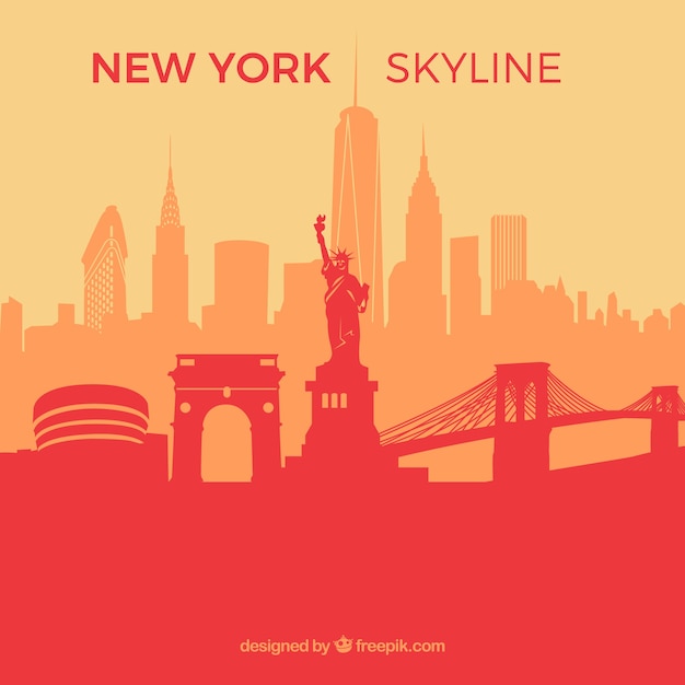 Czerwona linia horyzontu nowy York