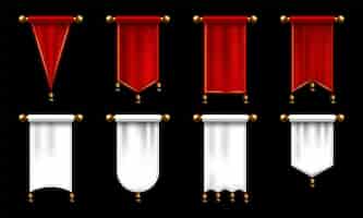 Bezpłatny wektor czerwone flagi proporzec makieta ilustracji wektorowych
