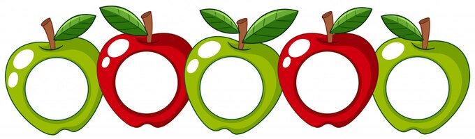 Czerwone i zielone jabłka z białą odznaką na