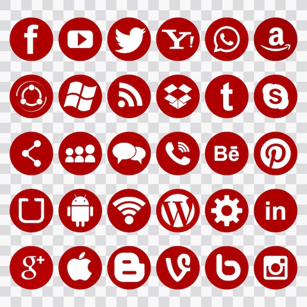 Bezpłatny wektor czerwone ikony dla sieci społecznych
