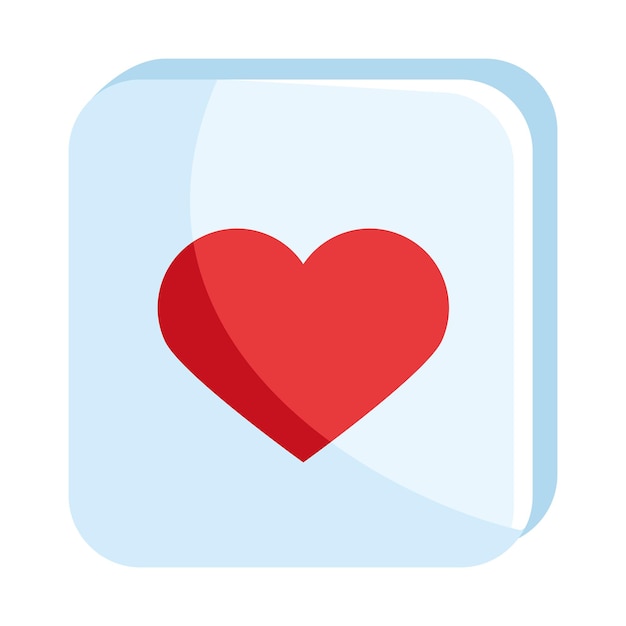 Bezpłatny wektor czerwone serce w ikonie przycisku