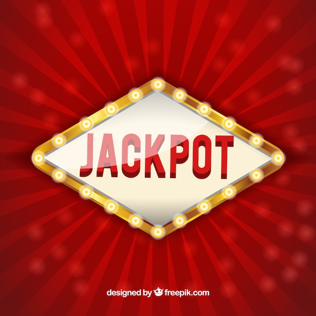 Bezpłatny wektor czerwone tło z luminous jackpot znak