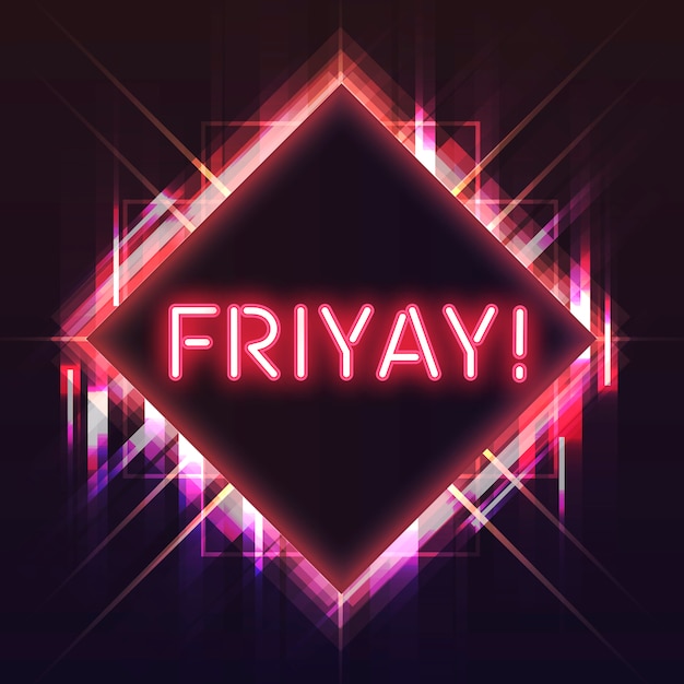 Czerwony Friyay Neonowy Signboard Wektor