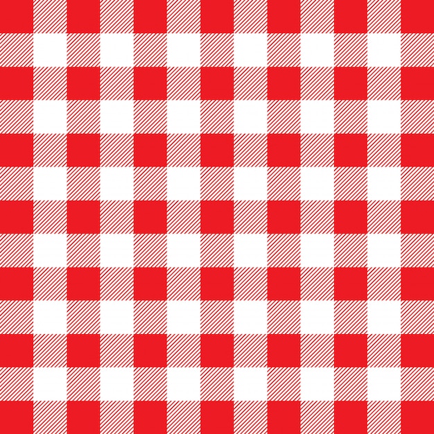 Czerwony i biały wzór bawełniany materiał w kratkę