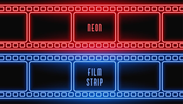 Bezpłatny wektor czerwony i niebieski neonowy pasek filmowy w tle