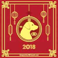 Bezpłatny wektor czerwony i złoty tło dla chińskiego nowego roku