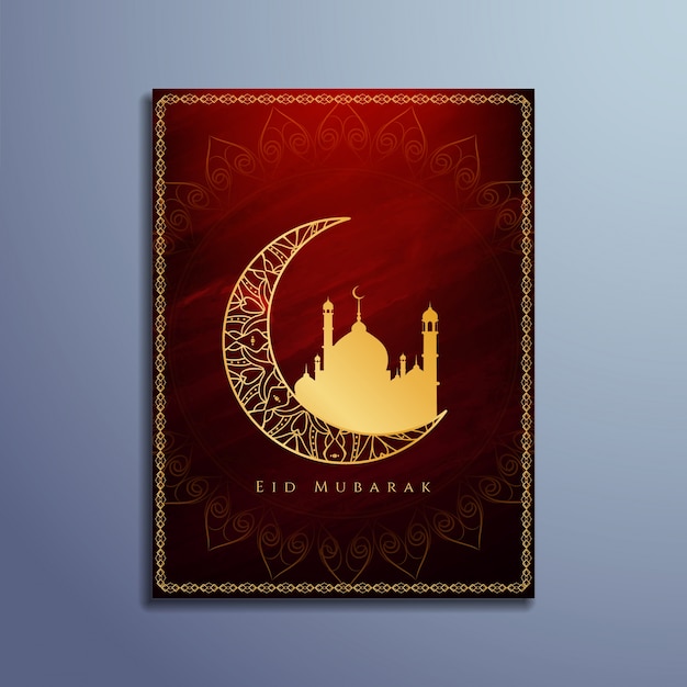 Bezpłatny wektor czerwony kolor religijny eid mubarak projekt karty