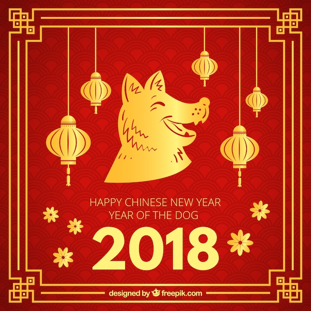 Bezpłatny wektor czerwony & złoty chiński nowego roku tło