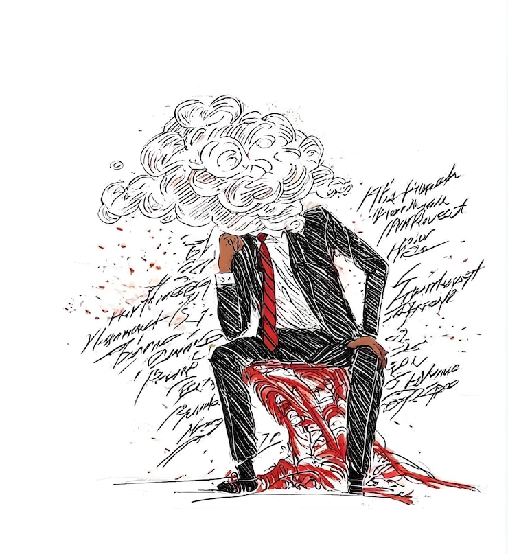 Bezpłatny plik Wektor człowiek myśli i siedzi na drzewie ręcznie rysowane szkic ilustracji wektorowych