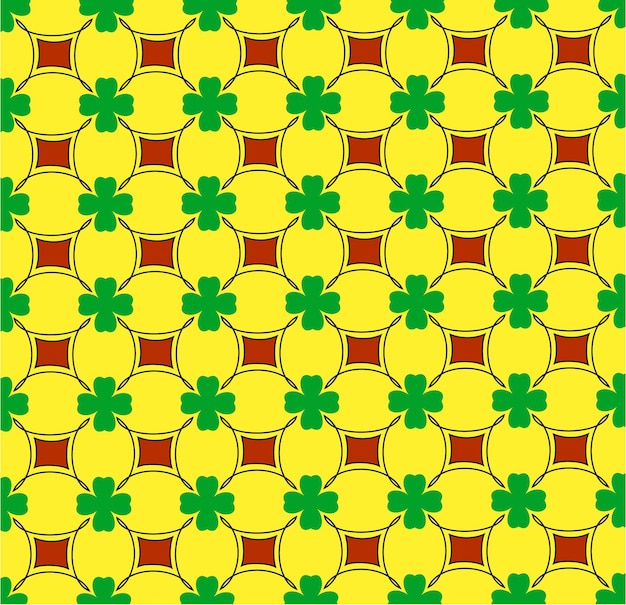 Czterolistna koniczyna wzór w żółtym tle wektor wzór