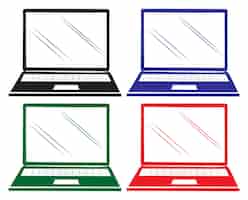 Bezpłatny wektor cztery kolorowe laptopy