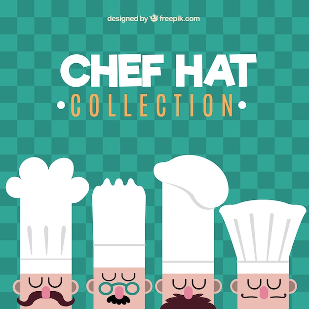 Bezpłatny wektor cztery kucharzy z różnymi kapeluszami