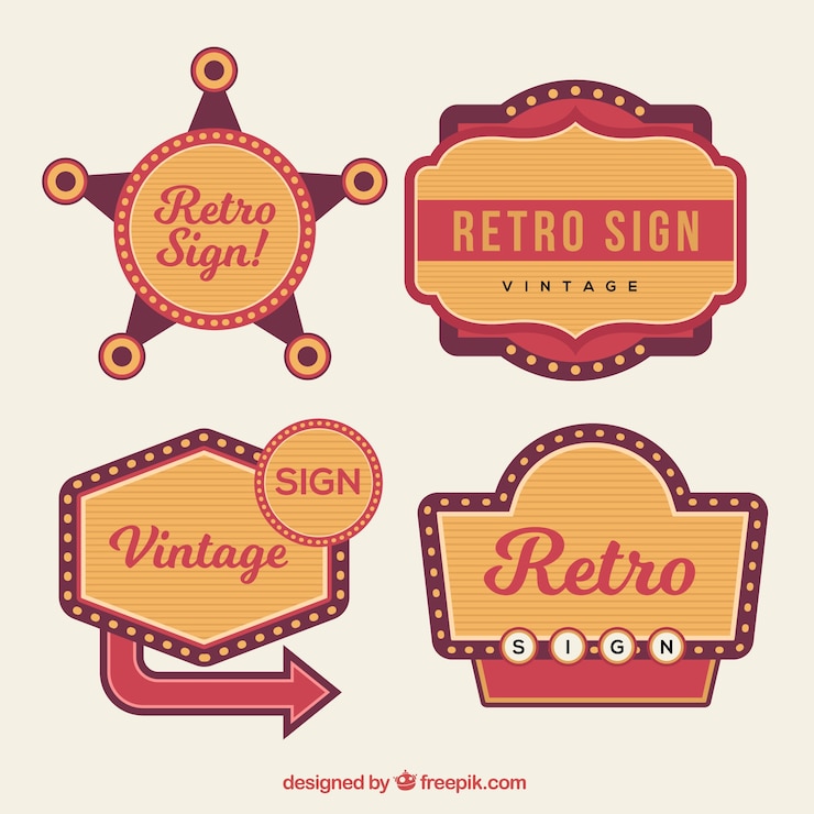 Bezpłatny plik Wektor cztery sygnały, styl retro
