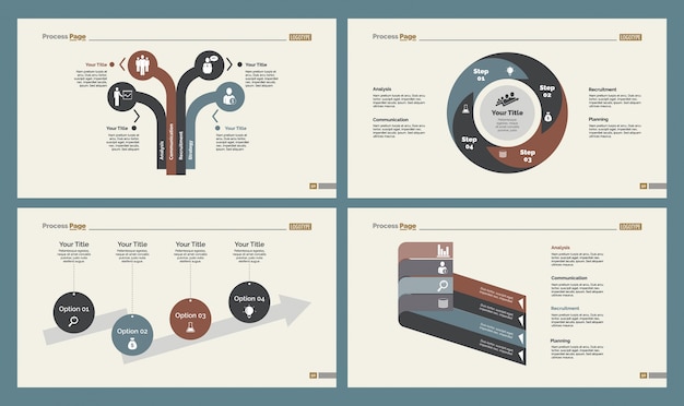 Bezpłatny wektor cztery szablony slajdów biznesowych