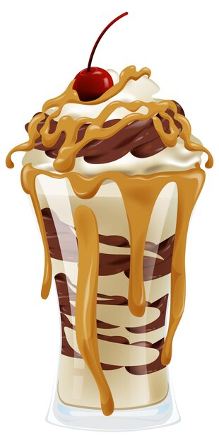 Bezpłatny wektor decadent caramel drizzled sundae ilustracja