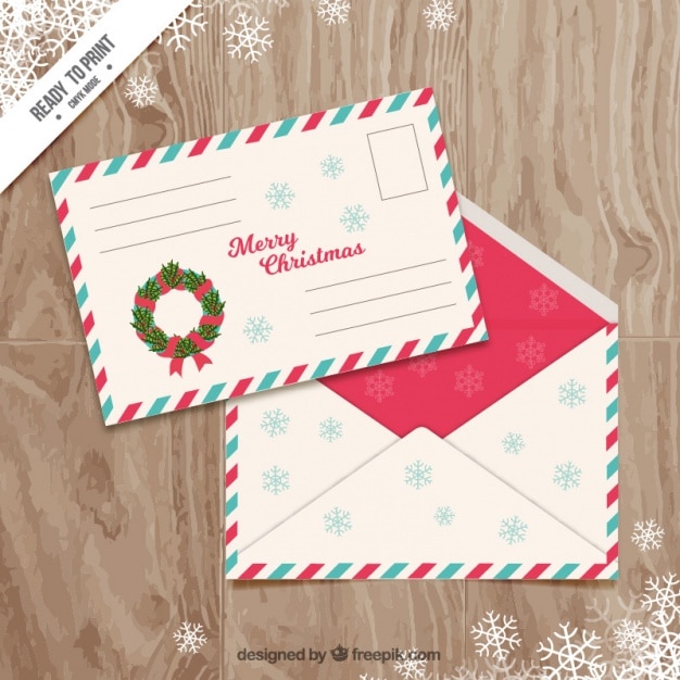 Bezpłatny wektor dekoracyjne christmas pocztówka z koperty