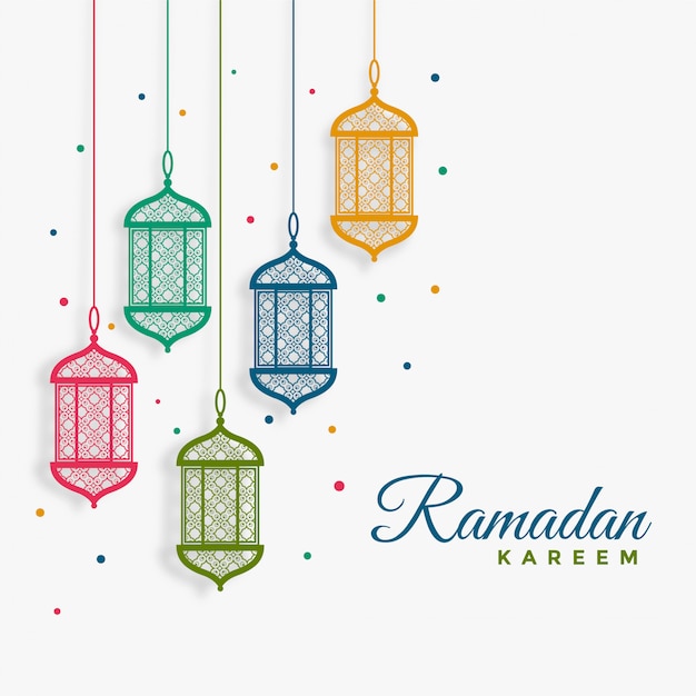 Dekoracyjne Wiszące Lampiony Ramadan Kareem Tło