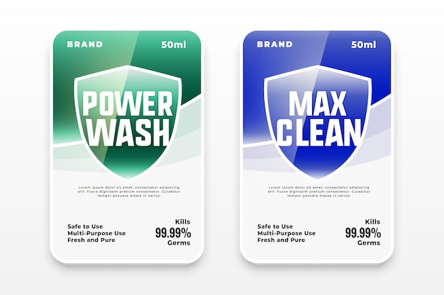 Bezpłatny wektor detergent o dużej mocy z maksymalną czystą etykietą
