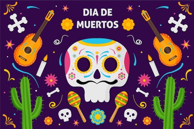 Dia de muertos tło w konstrukcji płaskiej