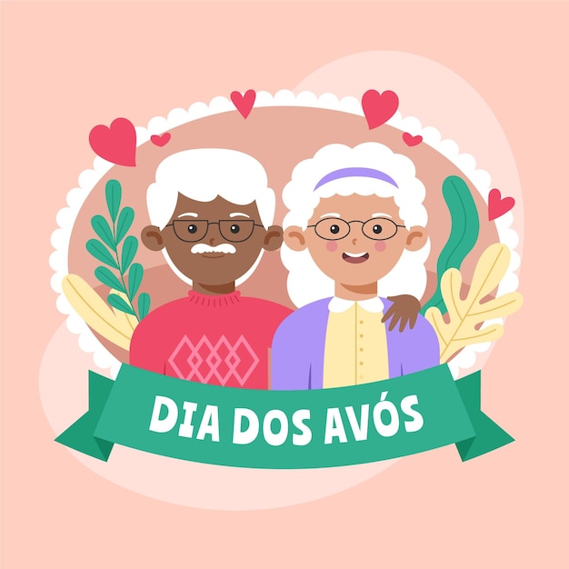 Dia Dos Avos Ilustracja Z Dziadkami