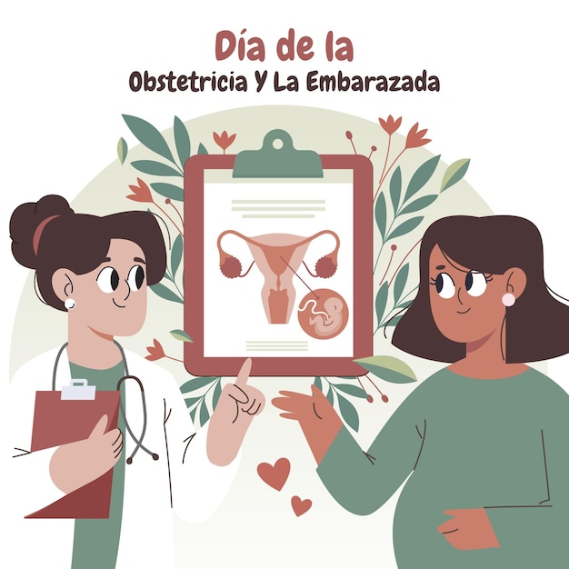 Dia Internacional De La Obstetricia Y La Embarazada Illustration