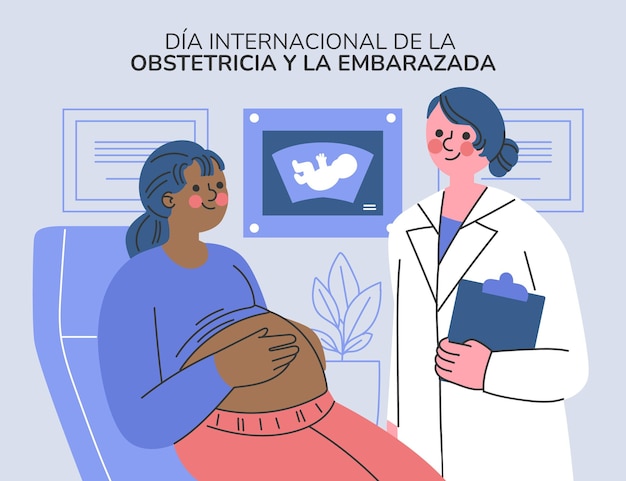 Dia Internacional De La Obstetricia Y La Embarazada Illustration