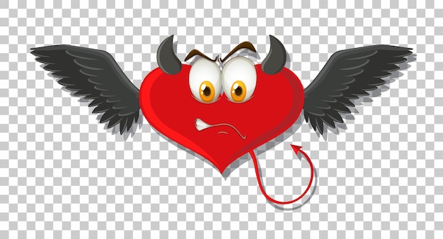 Bezpłatny wektor diabeł w kształcie serca z wyrazem twarzy