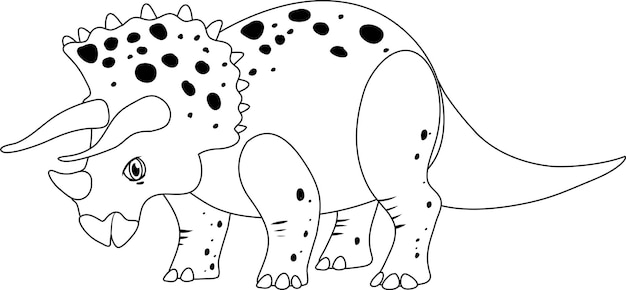 Bezpłatny wektor dinozaur triceratops doodle zarys na białym tle