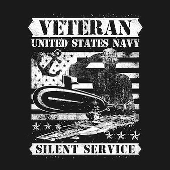 Distress style american veteran navy silent service